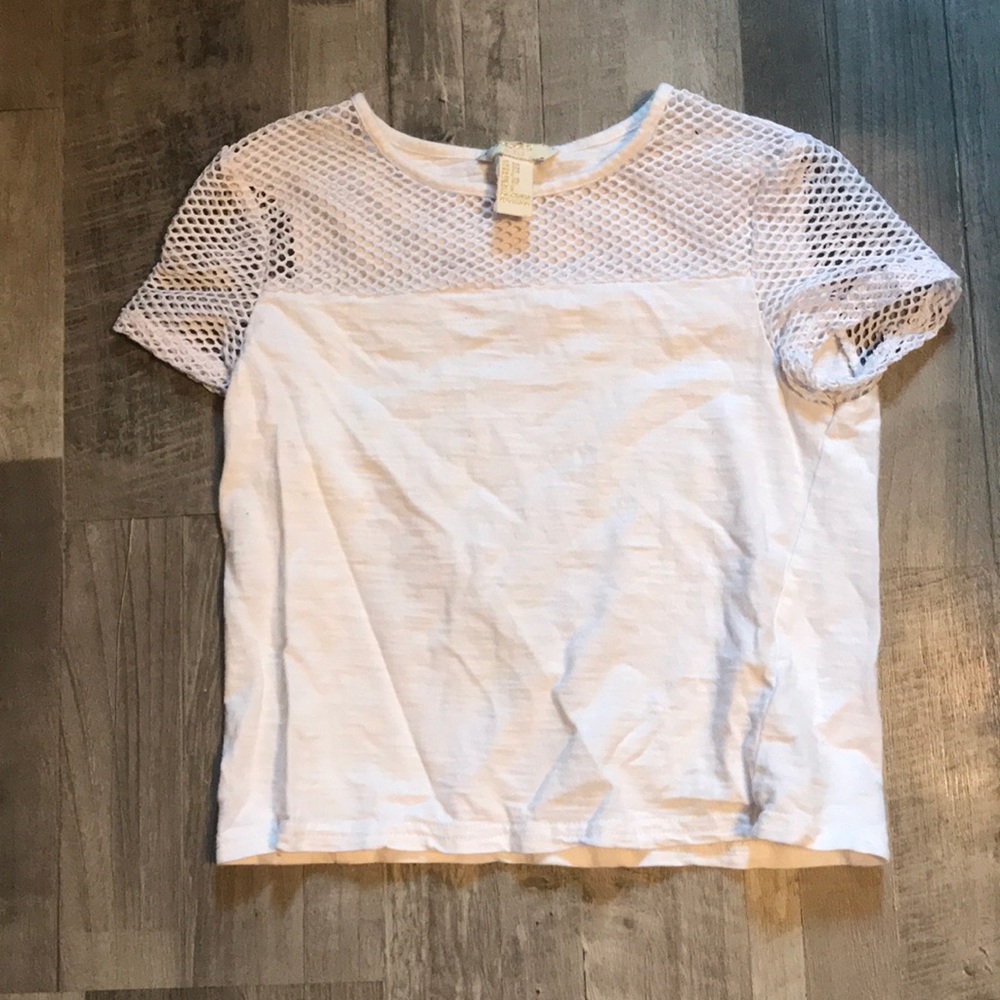 Forever 21 girls cotton mesh cutout top.